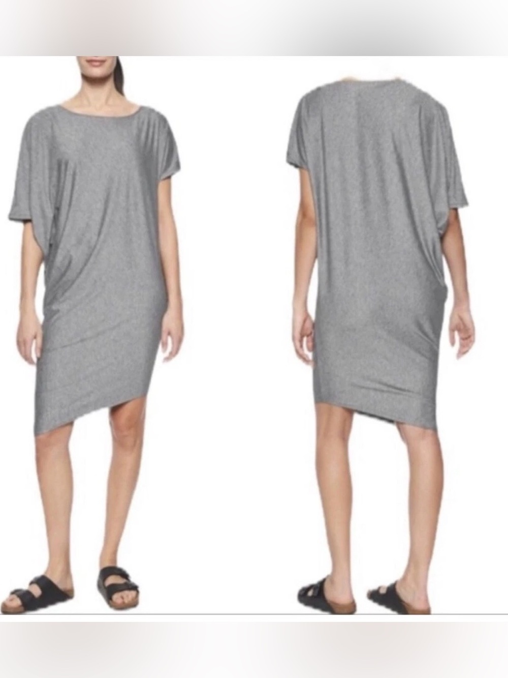 ATHLETA Sunlover Hilo Dress Gray Asymmetrical UPF 50 Swimsuit Cover Dress Sz M